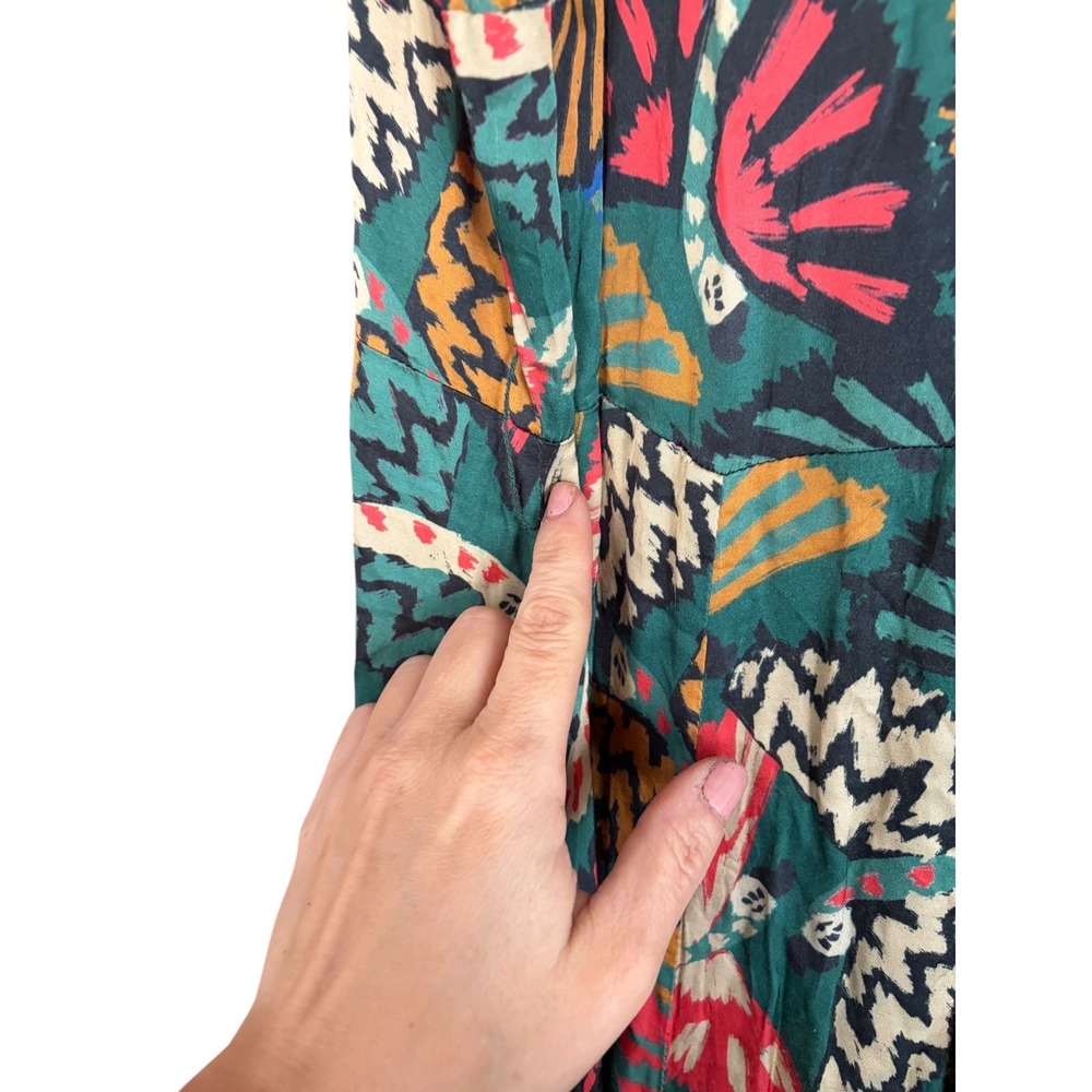 FARM Rio Jumpsuit Green Tropical Butterfly Halter Wide Leg Anthropologie L - Picture 5 of 10